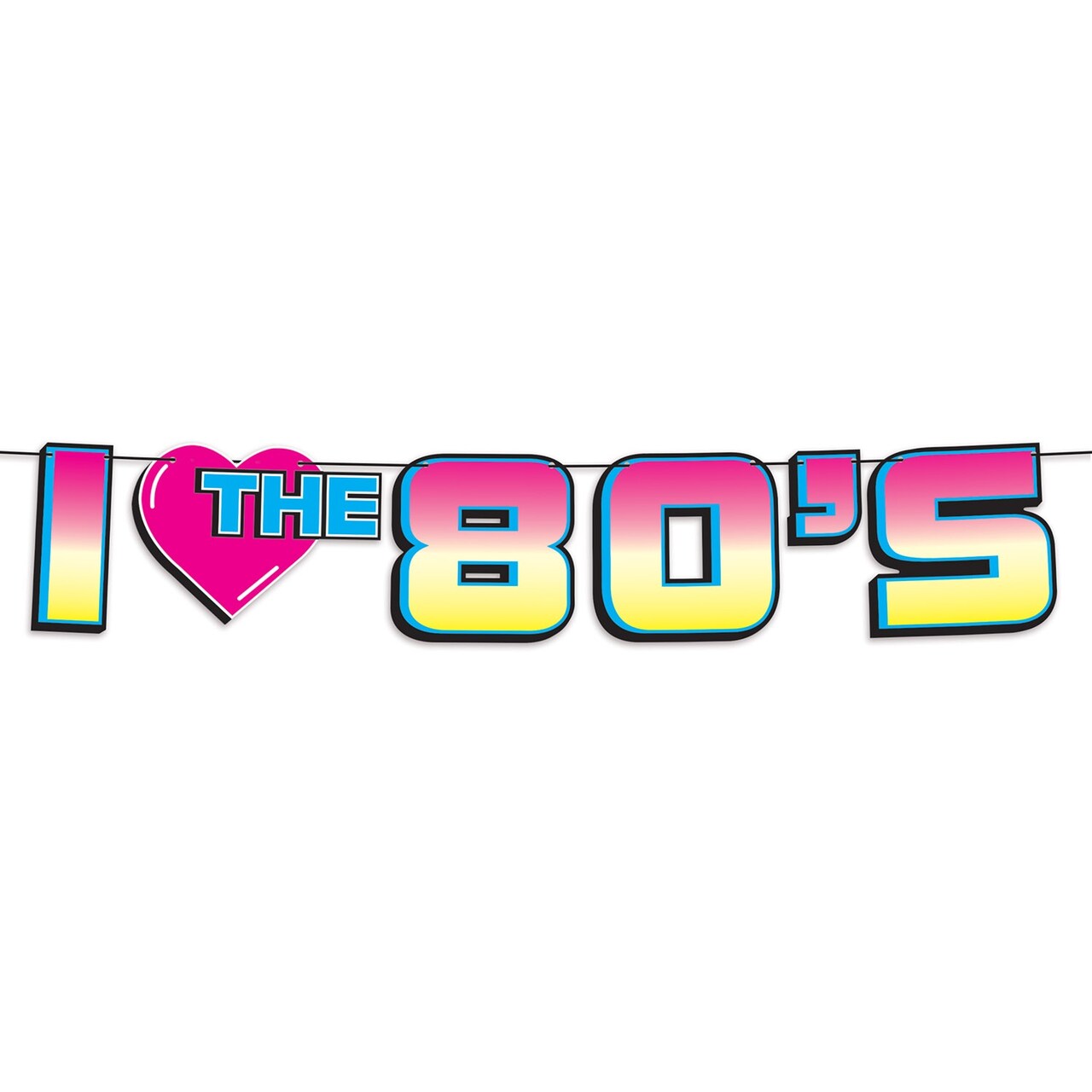 Beistle 12 Counts Pink and Yellow I Love the 80’s Party Streamer 6’